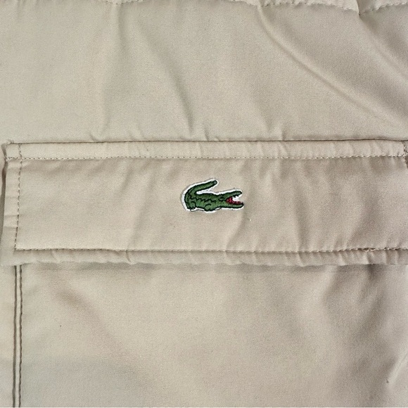 Lacoste Men’s Vintage Puffer Vest Reversible Tan Blue Size Large Cotton Blend - Picture 7 of 15